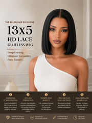 Blunt Cut 13x5 HD Lace Frontal Glueless Wig Straight 8-10" 180% Density