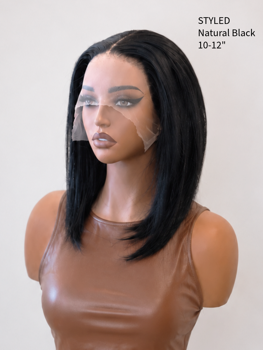 The BKLYN Exclusive 13x5 HD Lace Frontal Glueless Wig Straight 10-12" 180% Density - Bob 10-12" / Natural Black / Glueless HD Lace Frontal