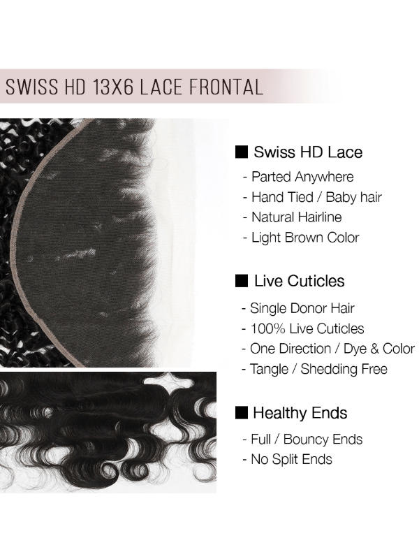 Brooklyn Hair 13x6 HD Lace Frontal – Body Wave True Swiss HD 100% Remy Human Hair