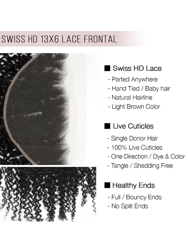 Brooklyn Hair 13x6 HD Lace Frontal – Bohemian Jerry Curl True Swiss HD 100% Remy Human Hair 14" / Water Wave / Swiss HD Lace