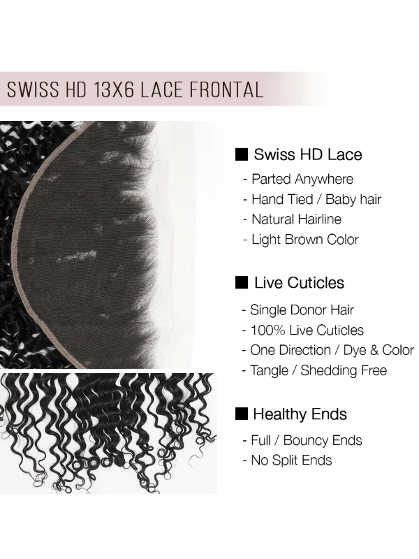 Brooklyn Hair 13x6 HD Lace Frontal – Caribbean Deep Wave True Swiss HD 100% Remy Human Hair 14" / Deep Wave / Swiss HD Lace