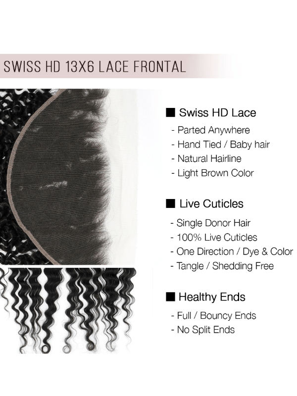 Brooklyn Hair 13x6 HD Lace Frontal – Loose Deep Wave True Swiss HD 100% Remy Human Hair