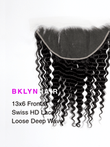 13x6 HD Lace Frontal – Loose Deep Wave True Swiss HD 100% Remy Human Hair