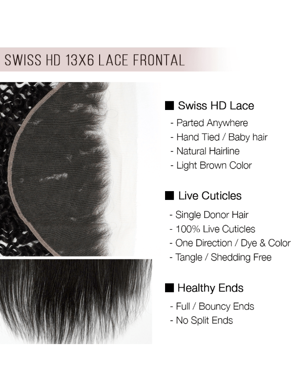 Brooklyn Hair 13x6 HD Lace Frontal – Straight True Swiss HD 100% Remy Human Hair