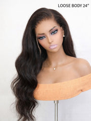 Ultimate Realism 13x6 Raw Hair Loose Body Wave Tiny Knots Swiss HD Lace Frontal Wig