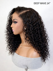 Seamless Flow 13x6 Tiny Knots Swiss HD Lace Frontal Wig Deep & Water Wave Raw Hair