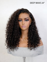 Seamless Flow 13x6 Tiny Knots Swiss HD Lace Frontal Wig Deep & Water Wave Raw Hair