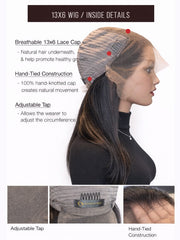 13x6 Lace Front Wig Silky Straight 100% Human Hair 12-14"