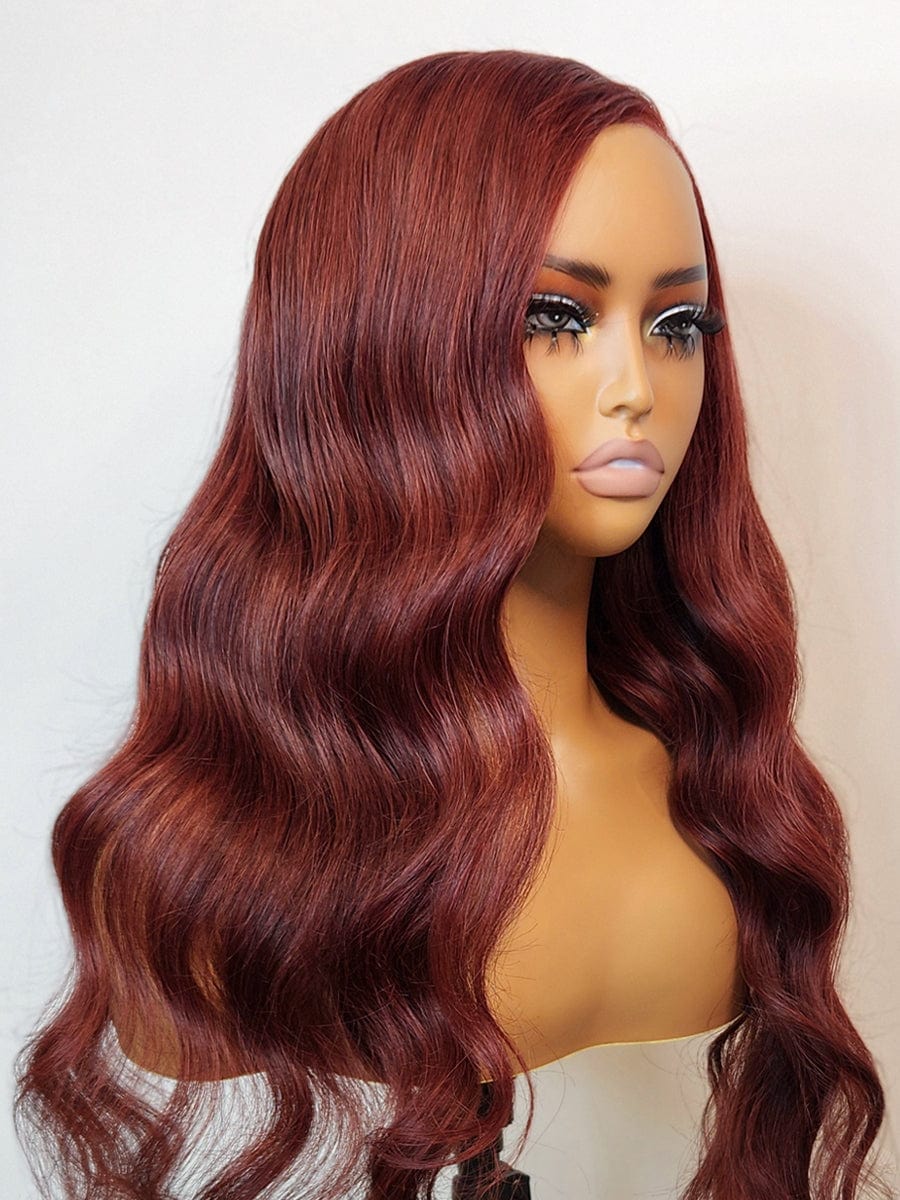 Brooklyn Hair 180% Density Silky Straight Glueless Wig Small Knots 5x5 Swiss HD Pre-Cut Lace Espresso Deep Brown 24-26" / Reddish Brown