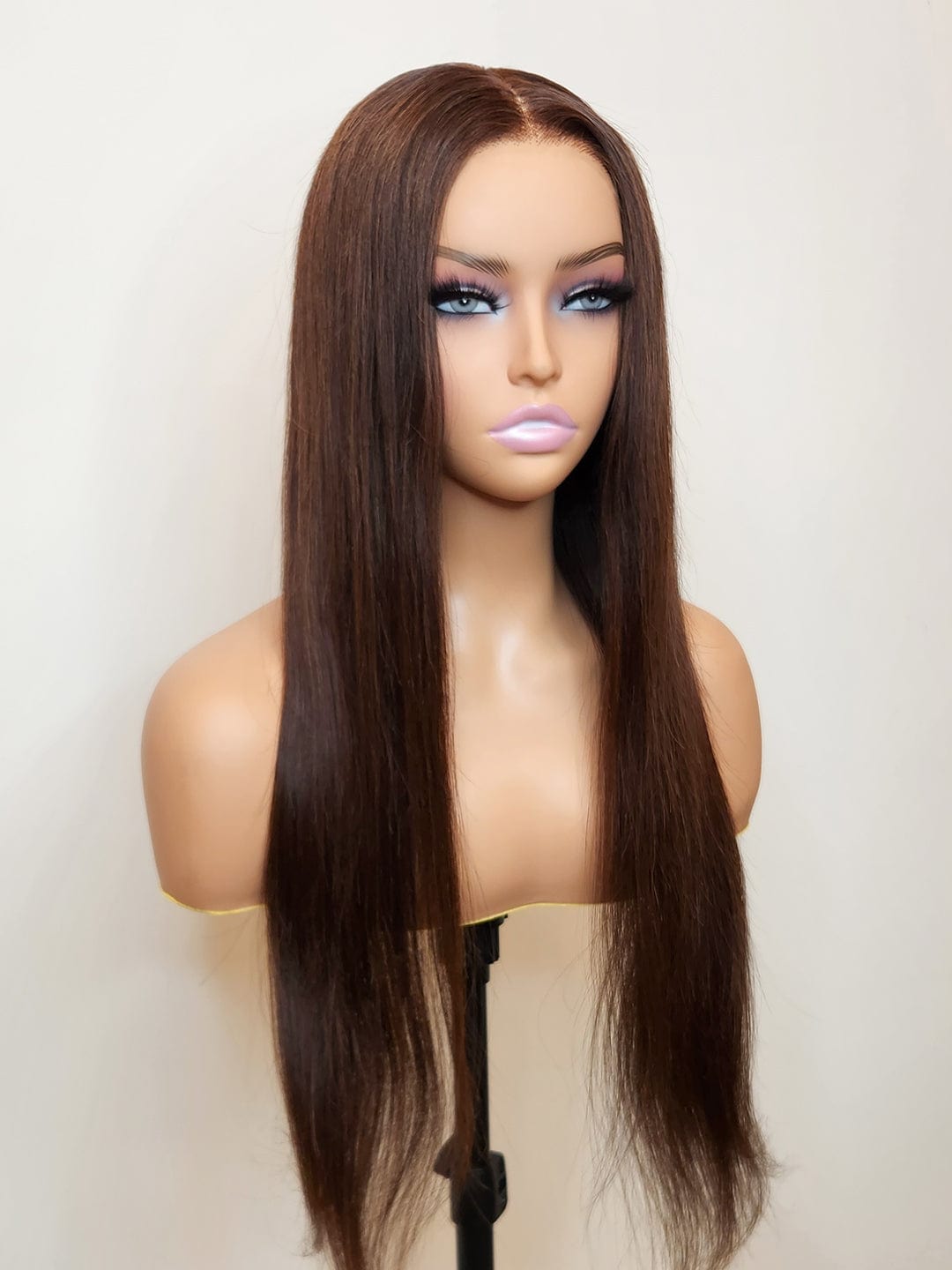 Brooklyn Hair 180% Density Silky Straight Glueless Wig Small Knots 5x5 Swiss HD Pre-Cut Lace Espresso Deep Brown