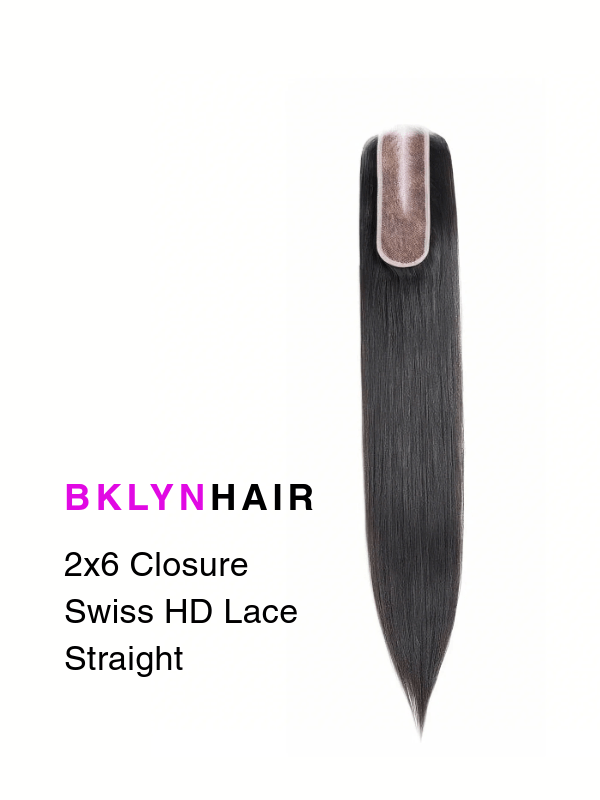 Brooklyn Hair 2x6 HD Lace Closure – Straight Pre-Bleached Knots True Swiss HD 100% Remy