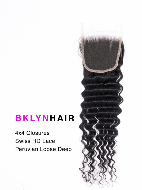 Brooklyn Hair 4x4 HD Lace Closure – Loose Deep Wave True Swiss HD 100% Remy Human Hair