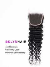 4x4 HD Lace Closure – Loose Deep Wave True Swiss HD 100% Remy Human Hair