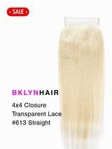 4x4 Transparent Lace Closure – #613 Platinum Blonde Straight 100% Remy Human Hair