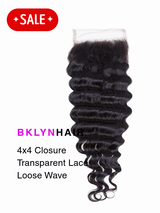 4x4 Transparent Lace Closure – Brazilian Loose Wave 100% Virgin Human Hair