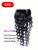 4x4 Transparent Lace Closure – Peruvian Loose Deep Wave 100% Virgin Human Hair