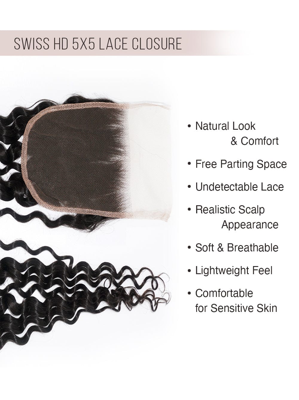 Brooklyn Hair 5x5 HD Lace Closure – Caribbean Deep Wave True Swiss HD 100% Remy Human Hair