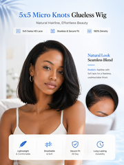 Blunt Cut Bob Short Style Glueless Wig 5x5 HD Lace Black Edition