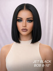 Blunt Cut 13x5 HD Lace Frontal Glueless Wig Straight 8-10" 180% Density