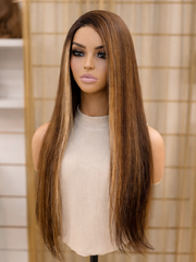 Blonde Highlighted Glueless Wig Undetectable Knots 5x5 Swiss HD Pre-Cut Lace