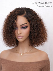 Wear N Go Deep Wave Ombre Brown 5x5 HD Pre-Cut Lace Glueless Bob Style Wig 10-12"