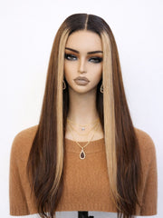 Sun-Kissed Silky Straight Glueless Wig Small Knots 5x5 Swiss HD Pre-Cut Lace