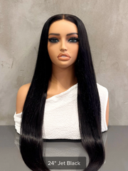 Jet Black Silky Straight Glueless Wig 5x5 HD Lace 180% Density
