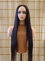Jet Black Silky Straight Glueless Wig 5x5 HD Lace 180% Density