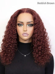 Reddish Brown Deep Wave Glueless Wig 5x5 HD Lace Pre-Cut & Pre-Plucked