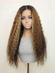 Blonde Highlights Deep Wave Glueless Wig Invisible Knots 5x5 Swiss HD Pre-Cut Lace