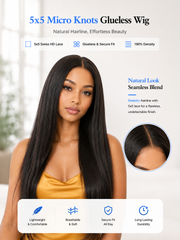Fuller Hair Extra Long Straight 26-28" & 30" Glueless Wig 5x5 HD Lace Invisible Knots