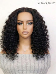 Jet Black Deep Wave 5x5 Swiss HD Lace Glueless Wig Invisible Knots