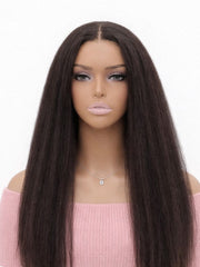 Kinky Straight Glueless Wig Invisible 5x5 Swiss HD Lace 180% Density