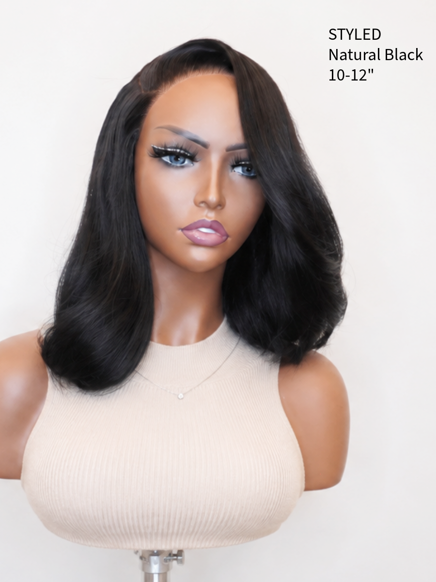 Blunt Cut Bob Short Style Glueless Wig 5x5 HD Lace Black Edition - Bob Style 10-12" / Natural Black