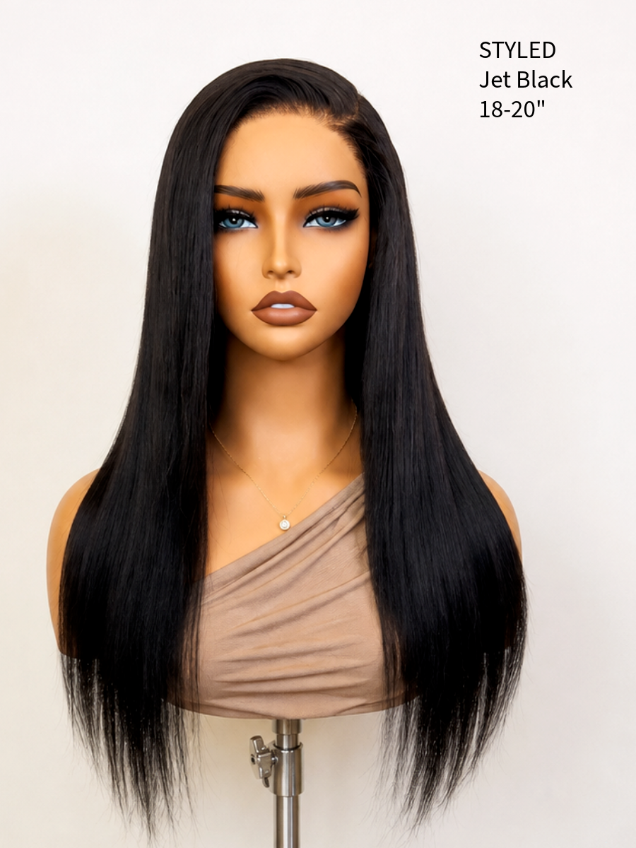 Black Edition Silky Straight Glueless Wig 5x5 Swiss HD Lace 180% Density - 18-20" / Jet Black