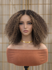 Blonde Highlights Afro Kinky Curly Glueless Wig 5x5 HD Lace 180% Sun-Kissed