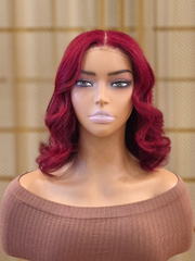 Ruby Red Bob Glueless Wig Invisible Knots Silky Straight 10-12"