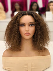 Wear N Go Deep Wave Ombre Brown 5x5 HD Pre-Cut Lace Glueless Bob Style Wig 10-12"