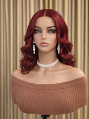 Ruby Red, Ginger, Reddish Brown Loose Body Wave Glueless Wig 5x5 HD Lace