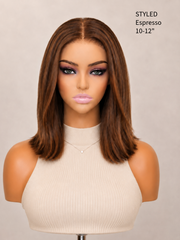Brown Color Blunt Cut Glueless Wig 5x5 HD Lace Espresso & Reddish Brown