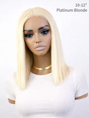 #613 Blunt Cut 5x5 Swiss HD Lace Glueless Wig Bob 12" Platinum Blonde