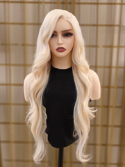 Long Straight #613 Glueless Wig Smaller Knots 5x5 Swiss HD Pre-Cut Lace 24-26" Platinum Blonde