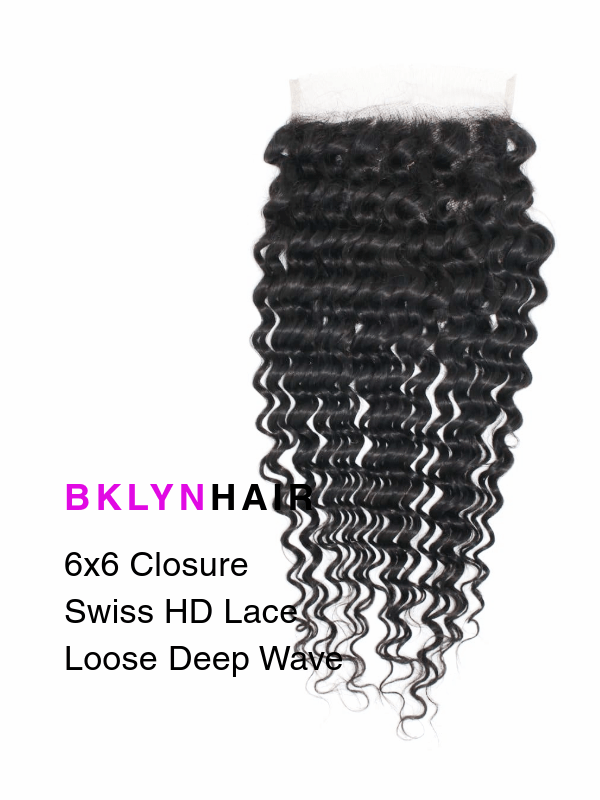 Brooklyn Hair 6x6 HD Lace Closure – Loose Deep Wave True Swiss HD 100% Remy Human Hair