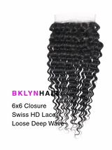 6x6 HD Lace Closure – Loose Deep Wave True Swiss HD 100% Remy Human Hair