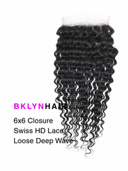 Brooklyn Hair 6x6 HD Lace Closure – Loose Deep Wave True Swiss HD 100% Remy Human Hair