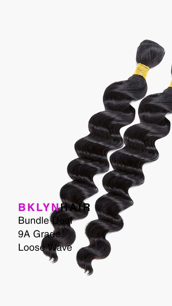 Brooklyn Hair 9A Brazilian Loose Wave 2 Bundle Deal – 100% Virgin Human Hair Remy Double Pack