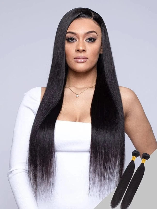 Brooklyn Hair 9A Remy Silky Straight 2 Bundle Deal – 100% Virgin Human Hair Double Pack Weft Extensions