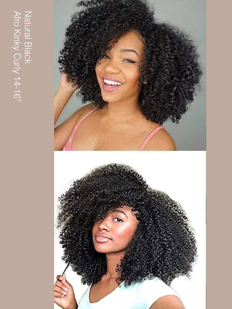 Afro Kinky Curly Glueless Wig 180% Density Invisible Small Knots 5x5 Swiss HD Pre-Cut Lace Natural Black