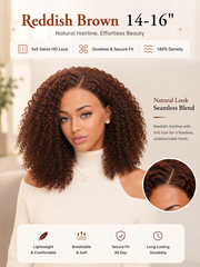 Afro Kinky Curly Glueless Wig 5x5 HD Lace Invisible Knots 180% Density