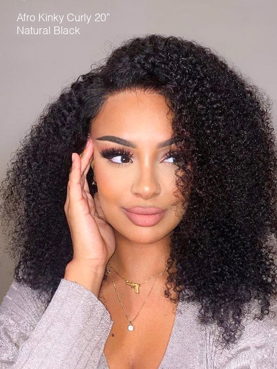 Afro Kinky Curly 13x4 HD Lace Front Wig 180% Density Water Wave Style